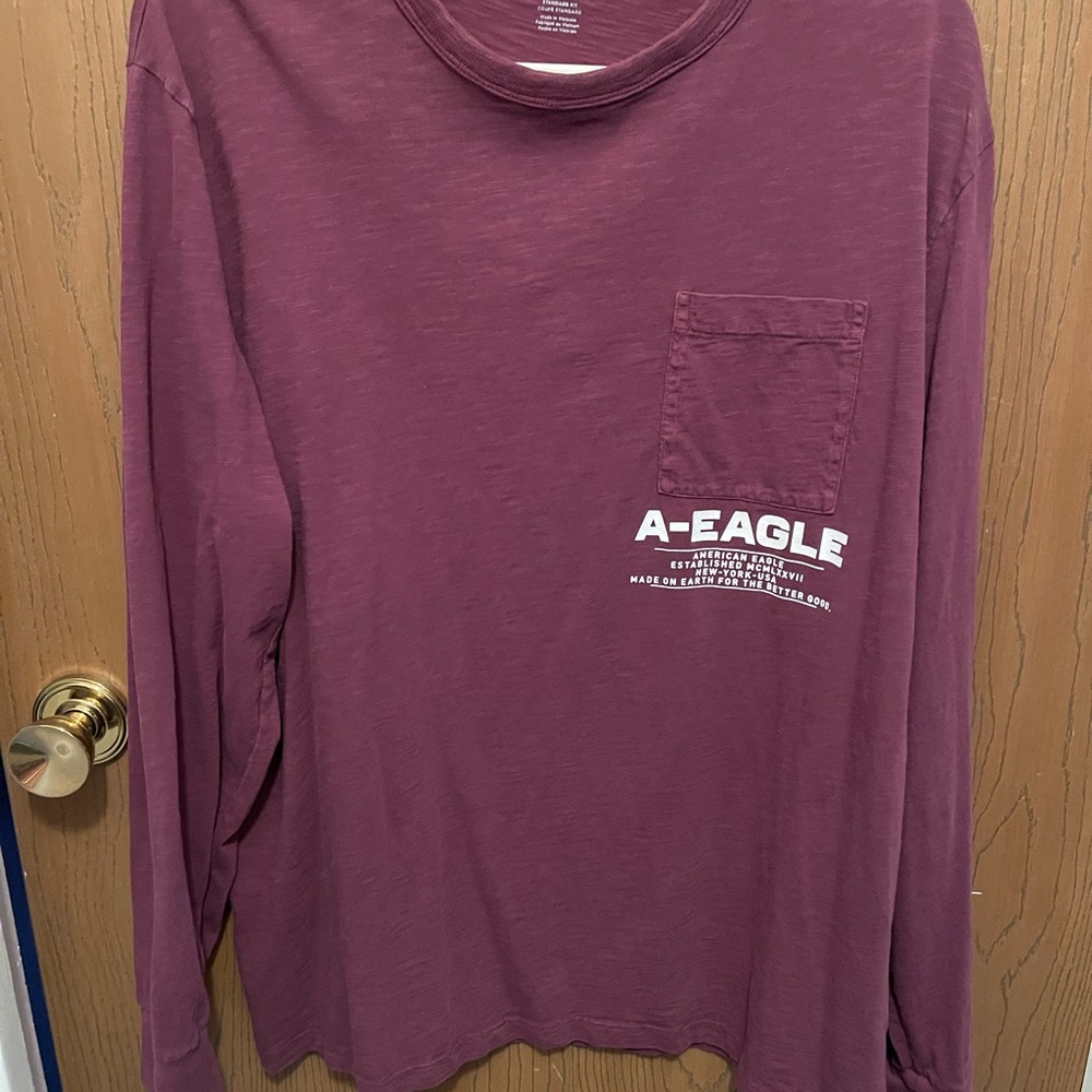 American Eagle Burgundy Crew Neck Tee